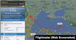 Маршрут полета RQ-4 Global Hawk по данным сервиса Flightradar