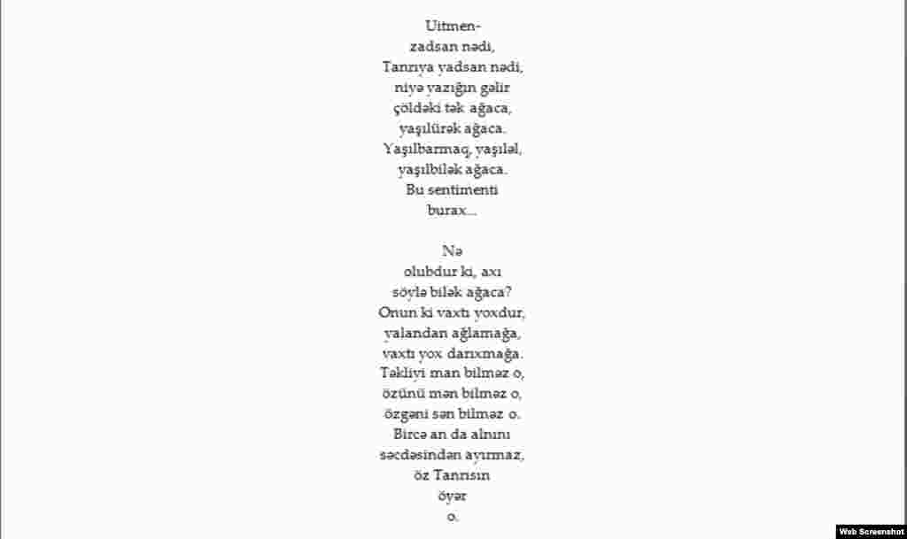 Azerbaijan - Poem by Azeri poet Asad Jahangir