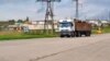 Heavy trucks on the streets of Kerch Crimea, Ukraine